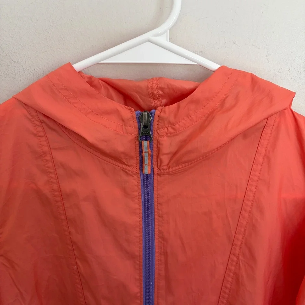 Columbia Kids Windbreaker Jacket Coral‎ Orange Purple Hooded Full Zip Size M